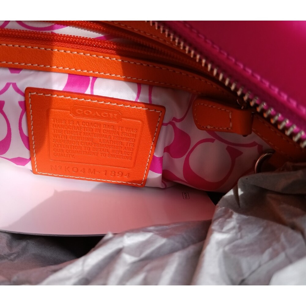 Y2K Hot Pink Hamptons Tote Orange Trim Chocolate Brown Accents Never Carried - Picture 9 of 12